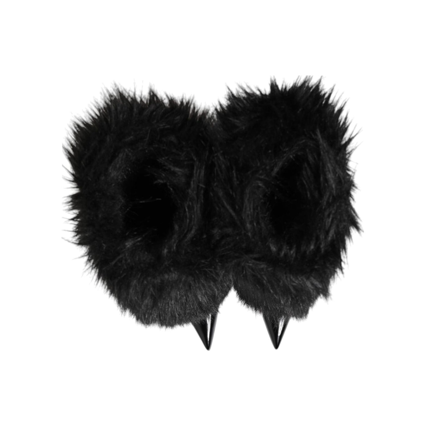 Dolce & Gabbana Black Faux Fur Pointed Knee High Stiletto Boots Shoes Dolce & Gabbana