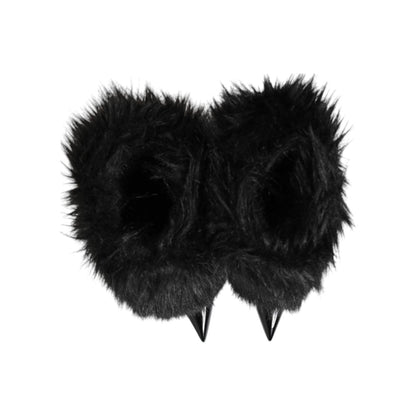 Dolce & Gabbana Black Faux Fur Pointed Knee High Stiletto Boots Shoes Dolce & Gabbana