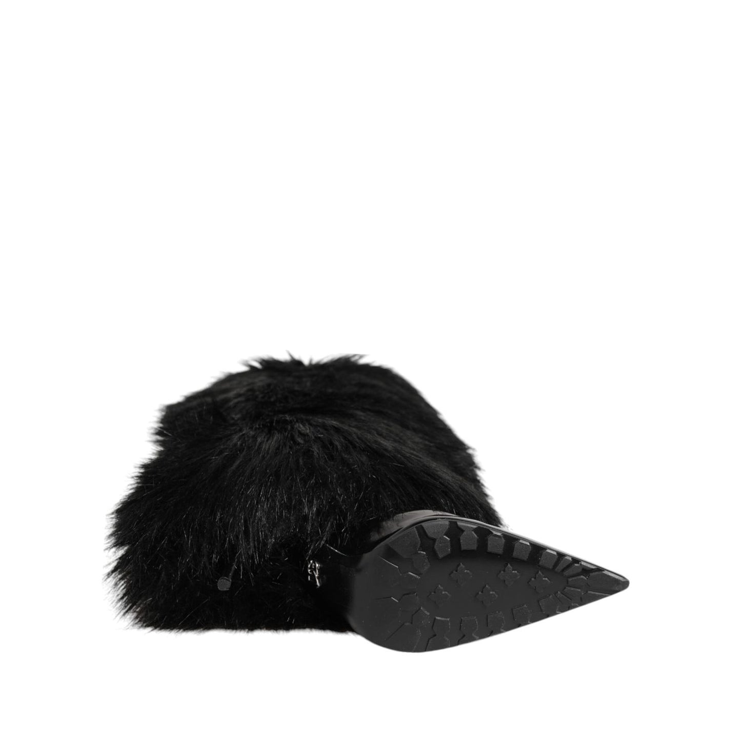 Dolce & Gabbana Black Faux Fur Pointed Knee High Stiletto Boots Shoes Dolce & Gabbana