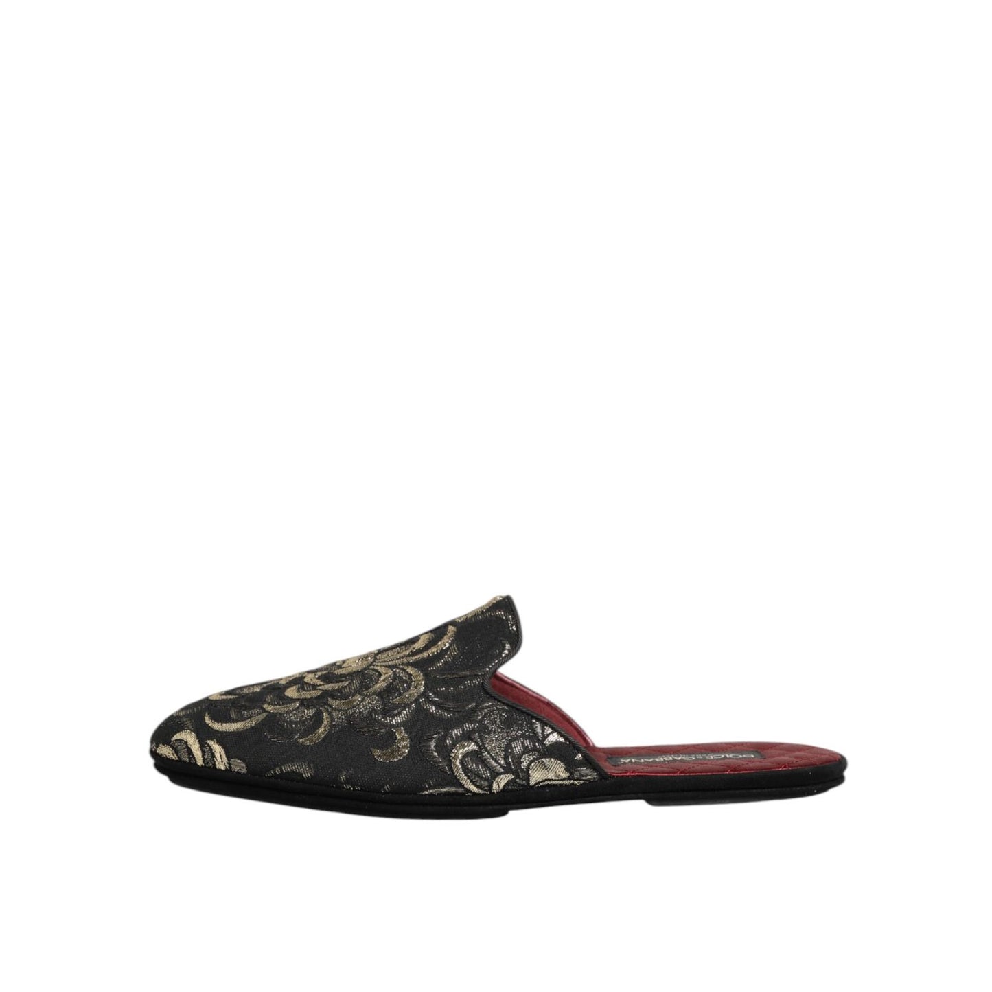 Dolce & Gabbana Black Floral Jacquard Slides Slippers Shoes Dolce & Gabbana