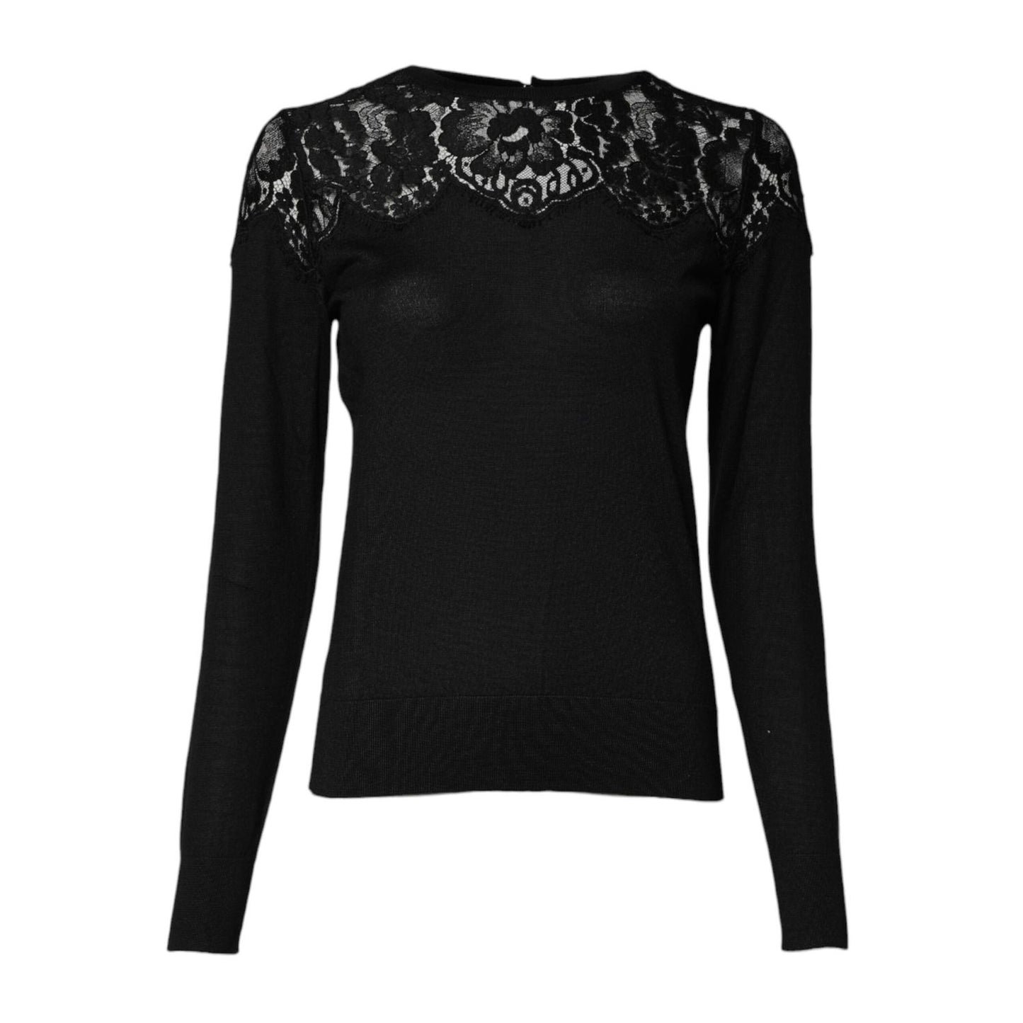 Dolce & Gabbana Black Floral Lace Long Sleeves Blouse Top Dolce & Gabbana