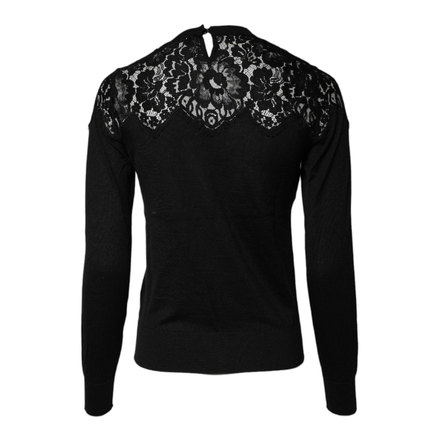 Dolce & Gabbana Black Floral Lace Long Sleeves Blouse Top Dolce & Gabbana