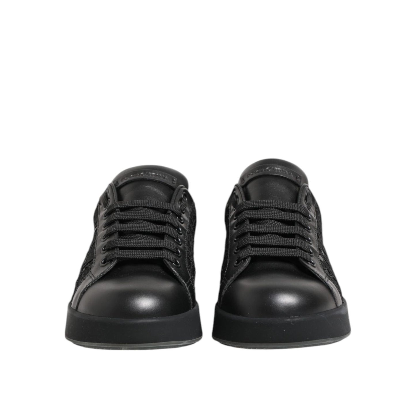 Dolce & Gabbana Black Floral Lace Low Top Sneakers Shoes Dolce & Gabbana