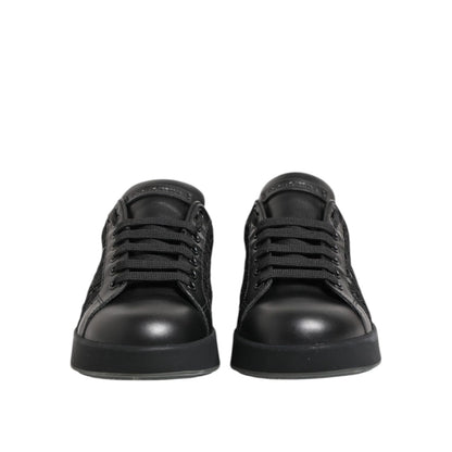 Dolce & Gabbana Black Floral Lace Low Top Sneakers Shoes Dolce & Gabbana