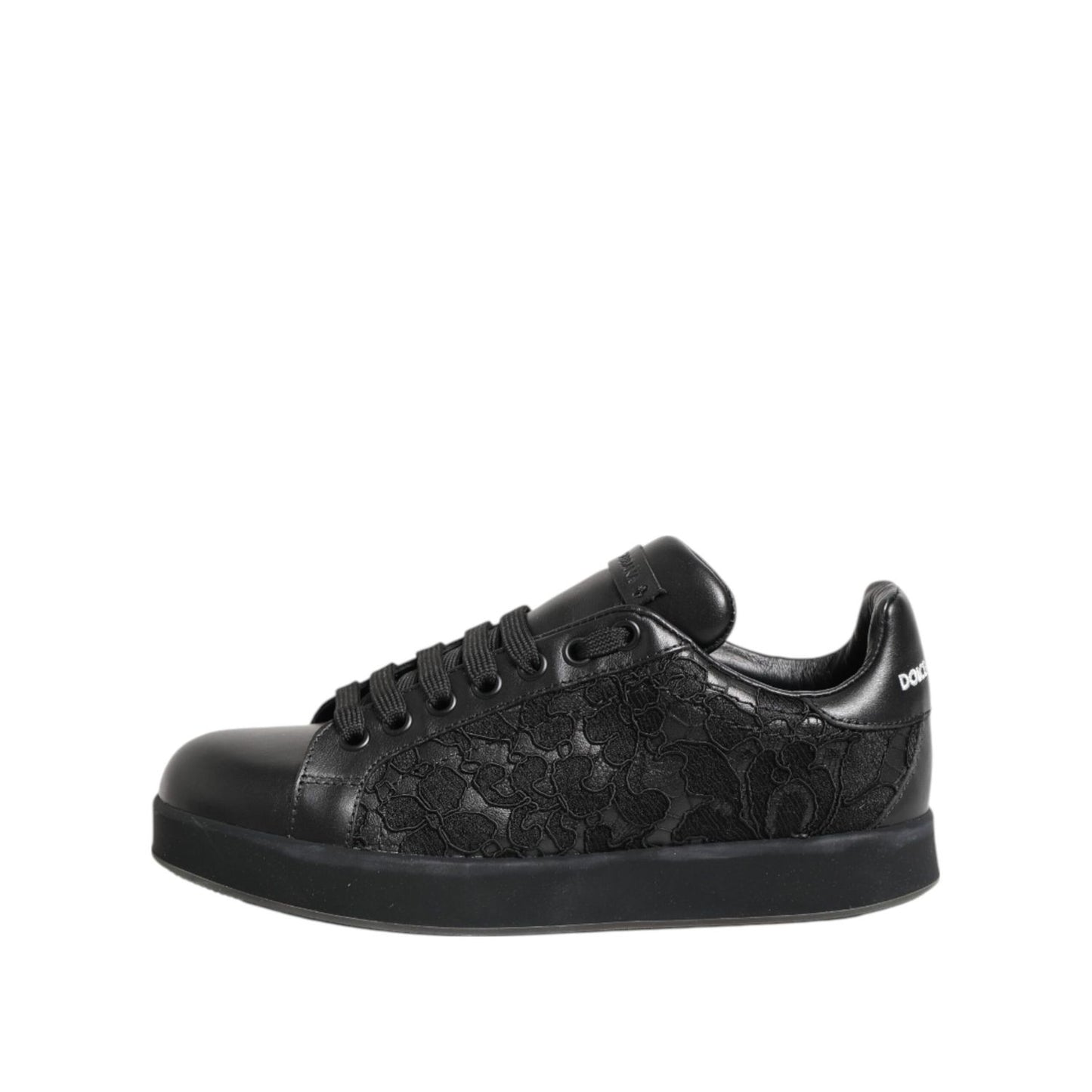 Dolce & Gabbana Black Floral Lace Low Top Sneakers Shoes Dolce & Gabbana