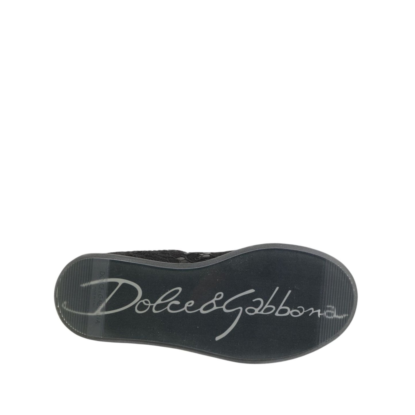 Dolce & Gabbana Black Floral Lace Low Top Sneakers Shoes Dolce & Gabbana