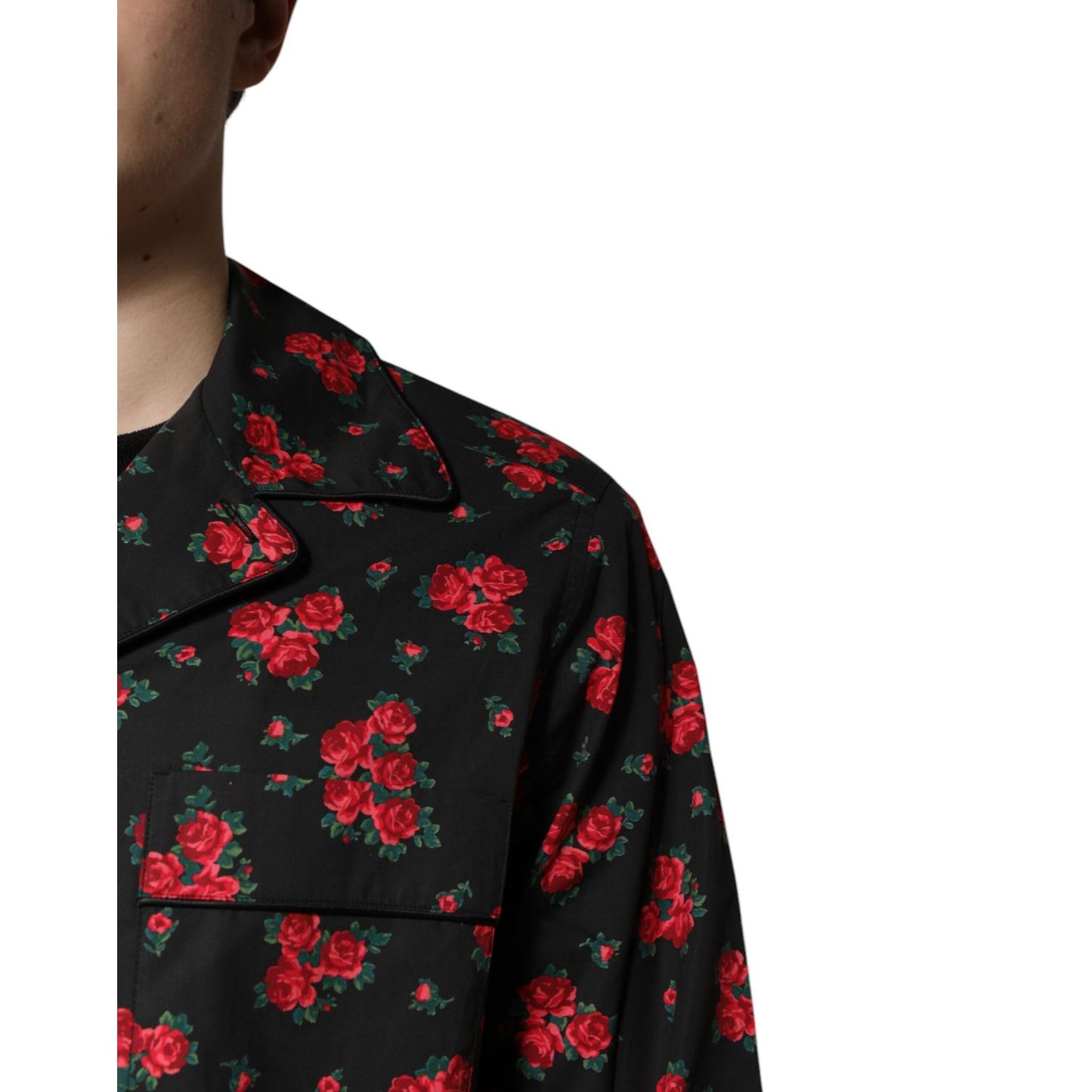 Dolce & Gabbana Black Floral Print Cotton Men Pajama Set Sleepwear Dolce & Gabbana