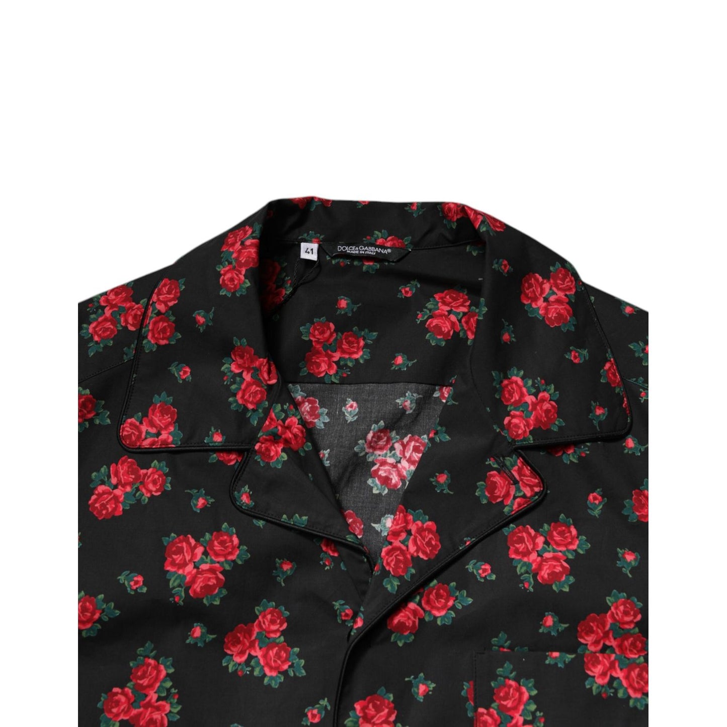 Dolce & Gabbana Black Floral Print Cotton Men Pajama Set Sleepwear Dolce & Gabbana