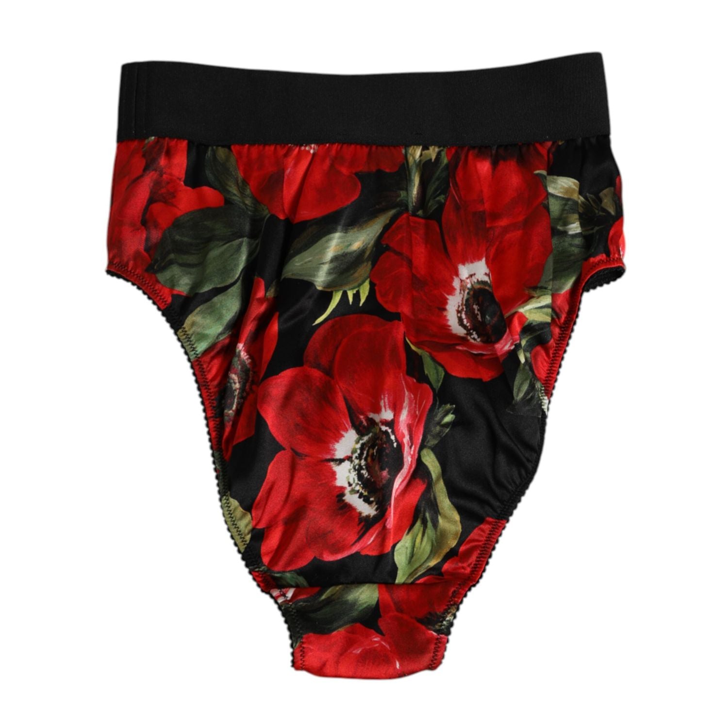 Dolce & Gabbana Black Floral Print High Waist Panty Underwear