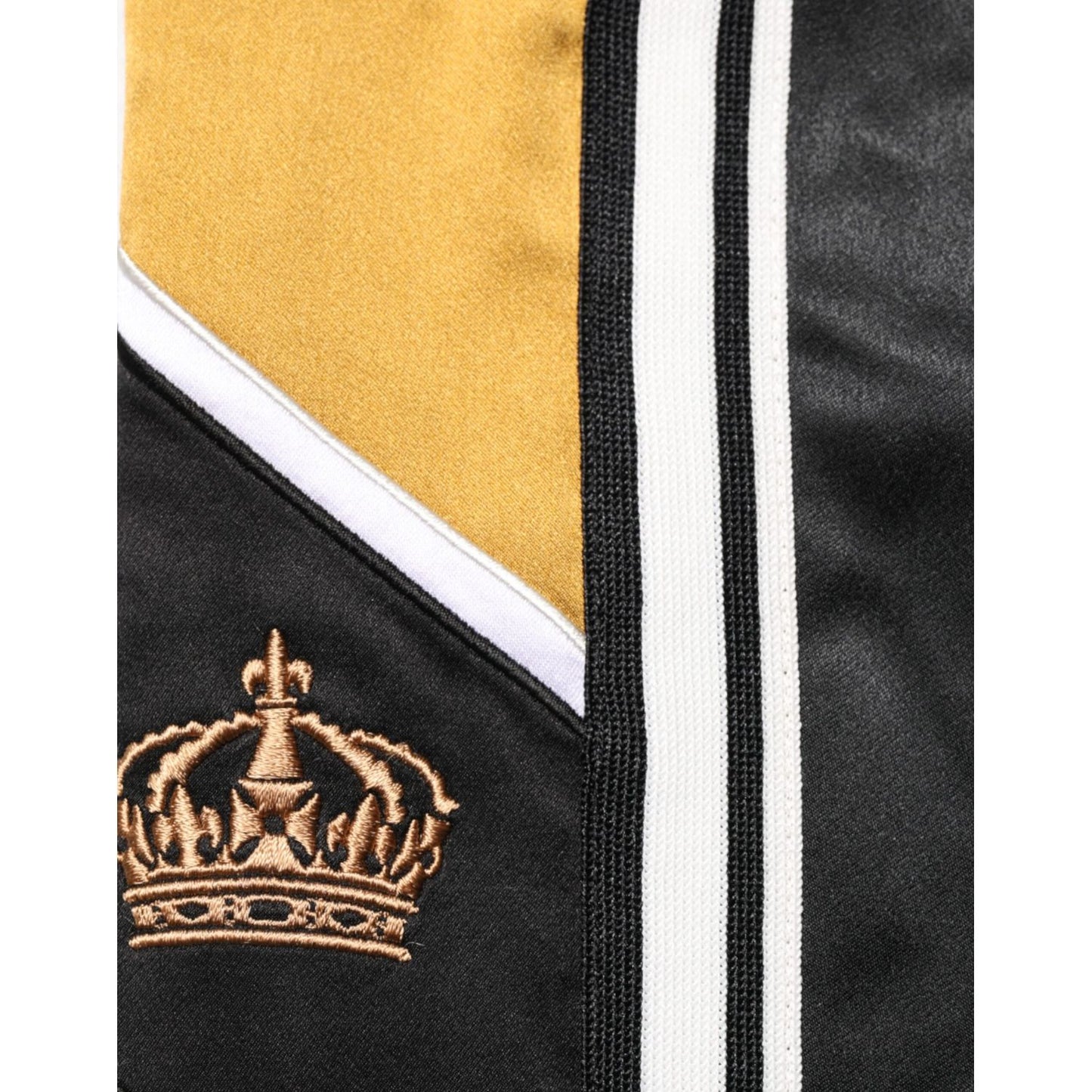Dolce & Gabbana Black Gold Satin Crown Side Stripe Jogger Pants Dolce & Gabbana