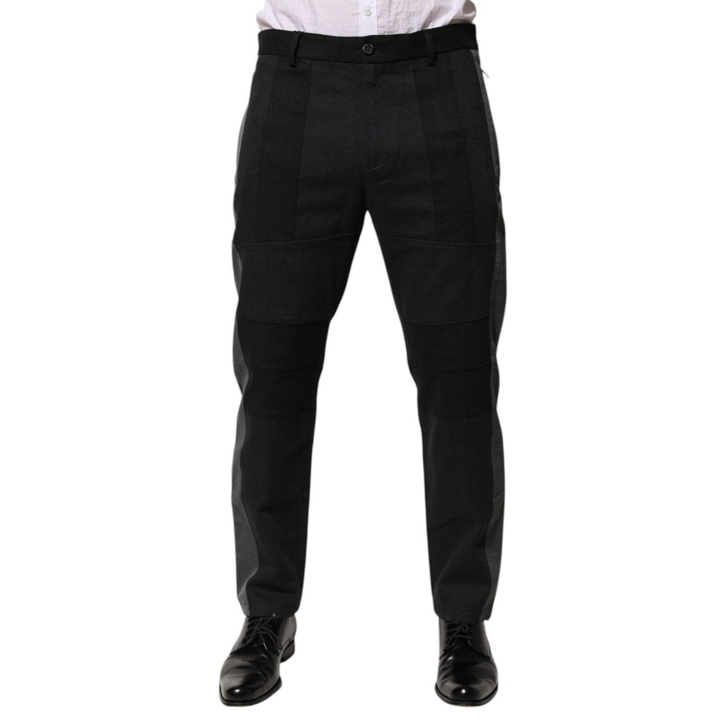 Dolce & Gabbana Black Gray Cotton Dress Formal Trouser Pants Dolce & Gabbana