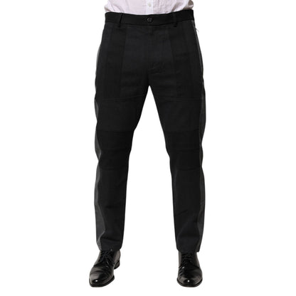 Dolce & Gabbana Black Gray Cotton Dress Formal Trouser Pants Dolce & Gabbana