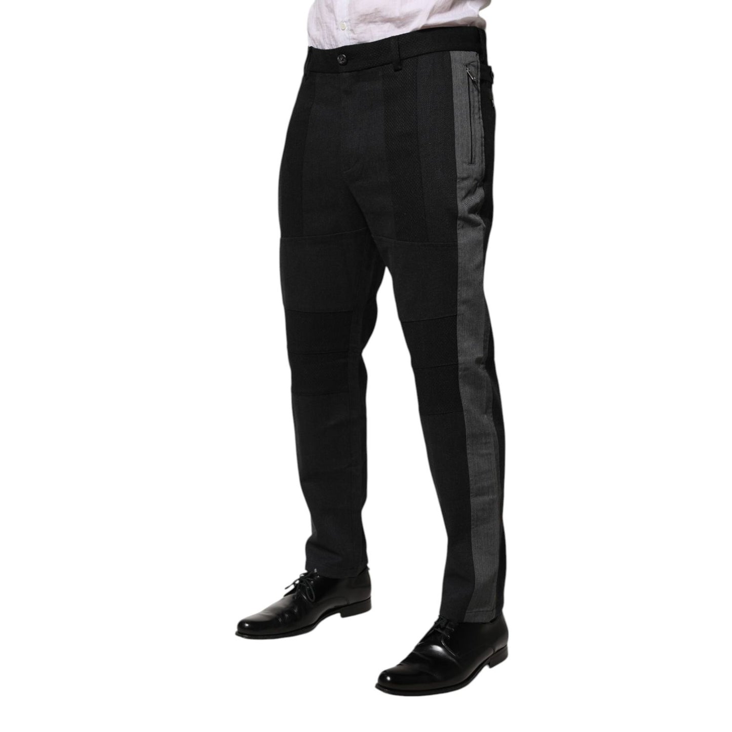 Dolce & Gabbana Black Gray Cotton Dress Formal Trouser Pants Dolce & Gabbana