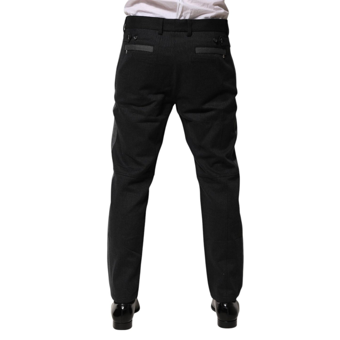 Dolce & Gabbana Black Gray Cotton Dress Formal Trouser Pants Dolce & Gabbana