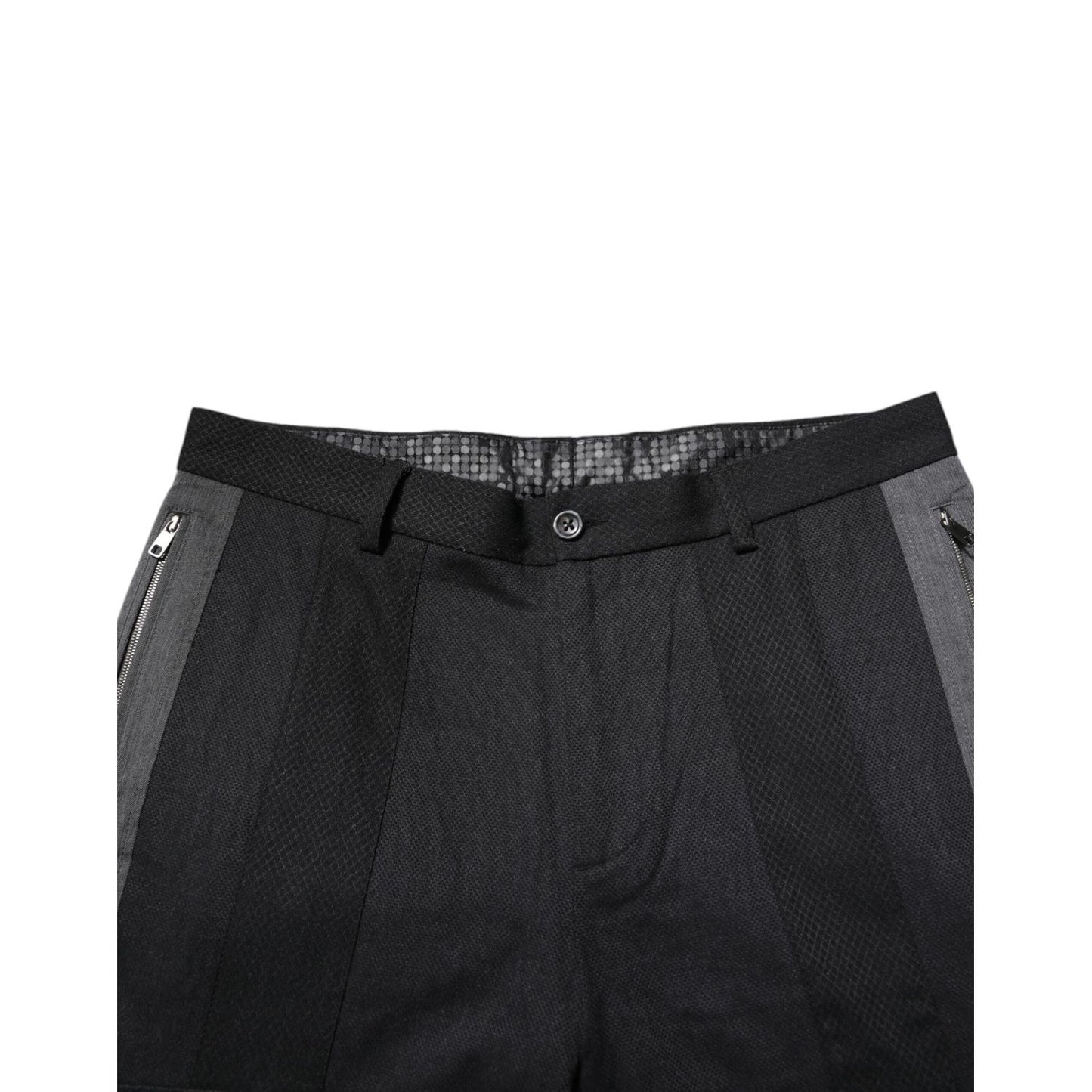 Dolce & Gabbana Black Gray Cotton Dress Formal Trouser Pants Dolce & Gabbana