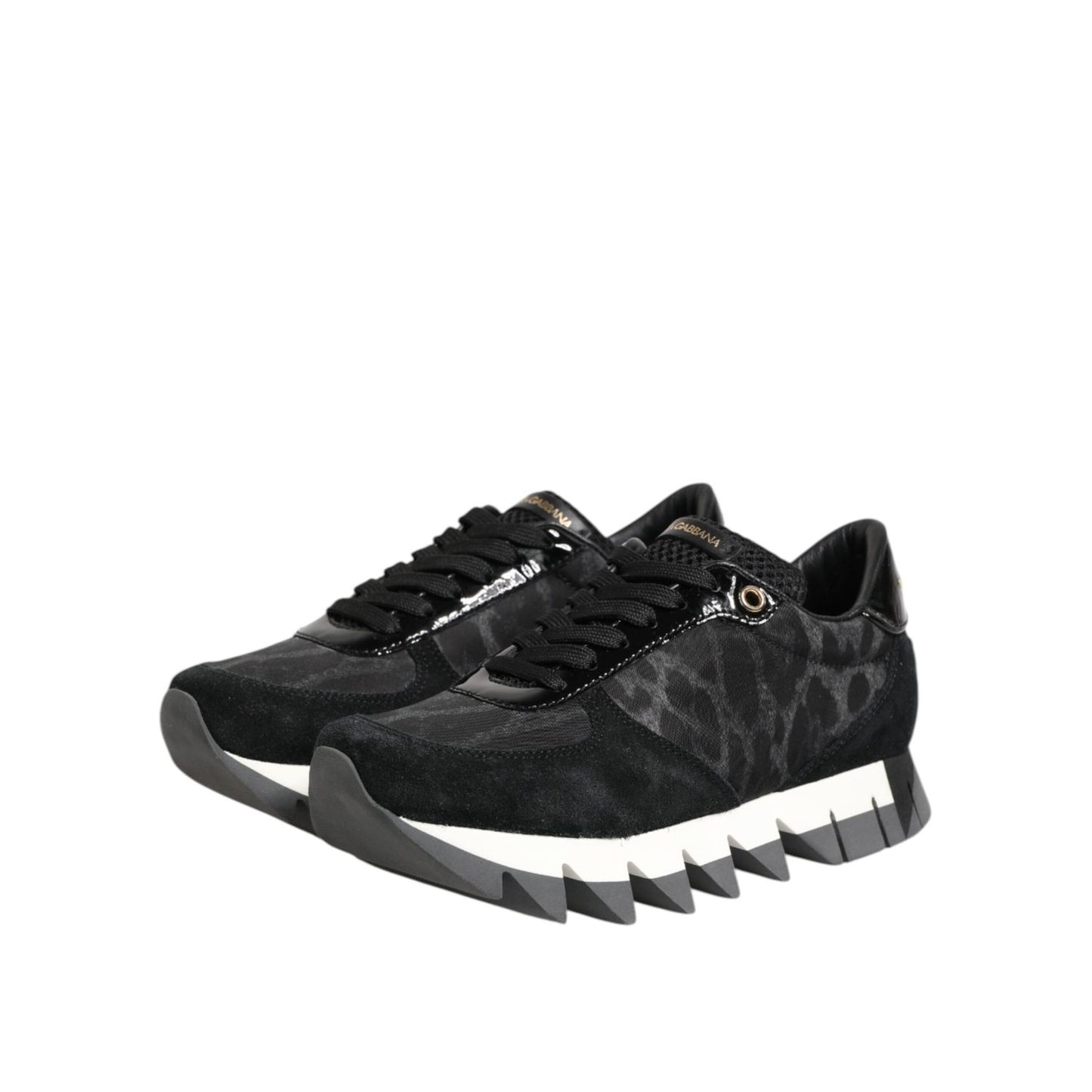 Dolce & Gabbana Black Gray Leopard Low Top Sneakers Shoes Dolce & Gabbana
