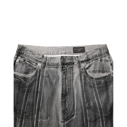 Dolce & Gabbana Black Grey Graphic Print Denim Pants Jeans Dolce & Gabbana