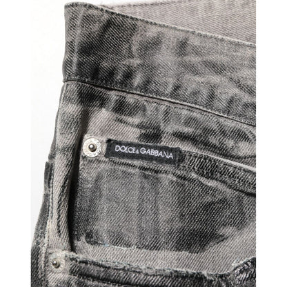 Dolce & Gabbana Black Grey Graphic Print Denim Pants Jeans Dolce & Gabbana