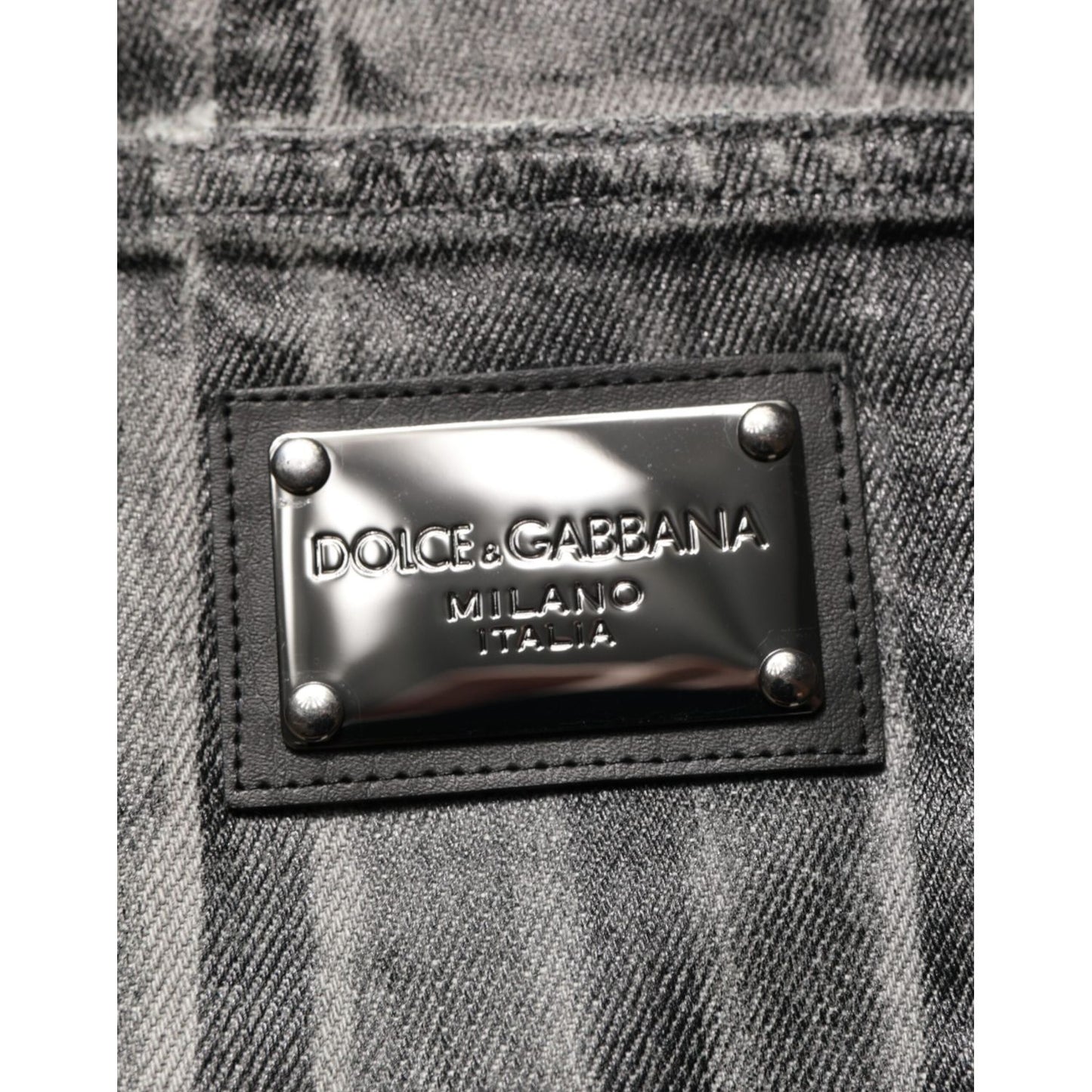 Dolce & Gabbana Black Grey Graphic Print Denim Pants Jeans Dolce & Gabbana