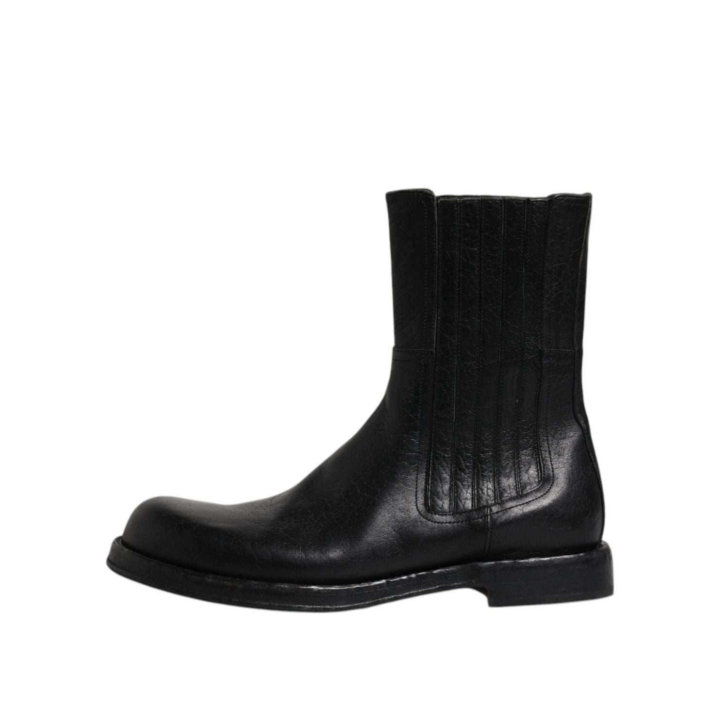 Dolce & Gabbana Black Horse Leather Mid Calf Boots Shoes