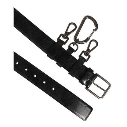 Dolce & Gabbana Black Key Ring Clip Attachments Buckle Belt Dolce & Gabbana