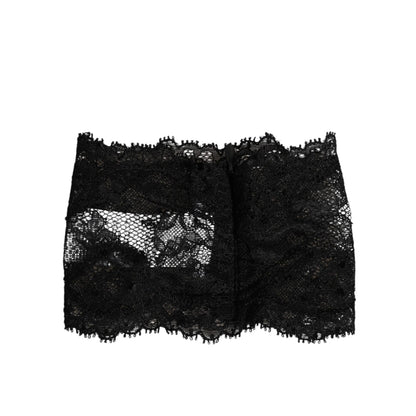 Dolce & Gabbana Black Lace Bandeau Bustier Top Sheer Stretch Underwear