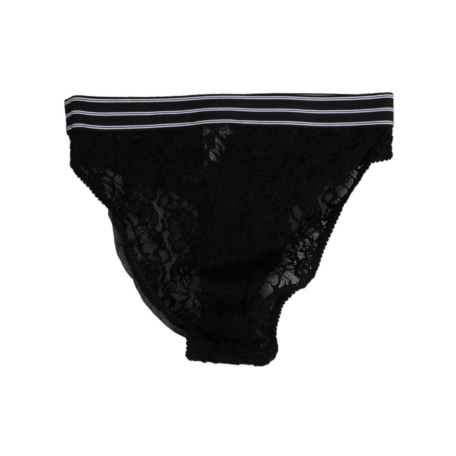 Dolce & Gabbana Black Lace Slip Brief Logo Waistband  Underwear