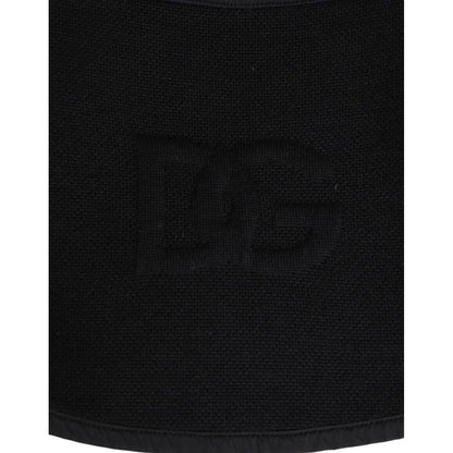 Dolce & Gabbana Black Lace Stole Knitted DG Logo Men One Size Scarf Dolce & Gabbana