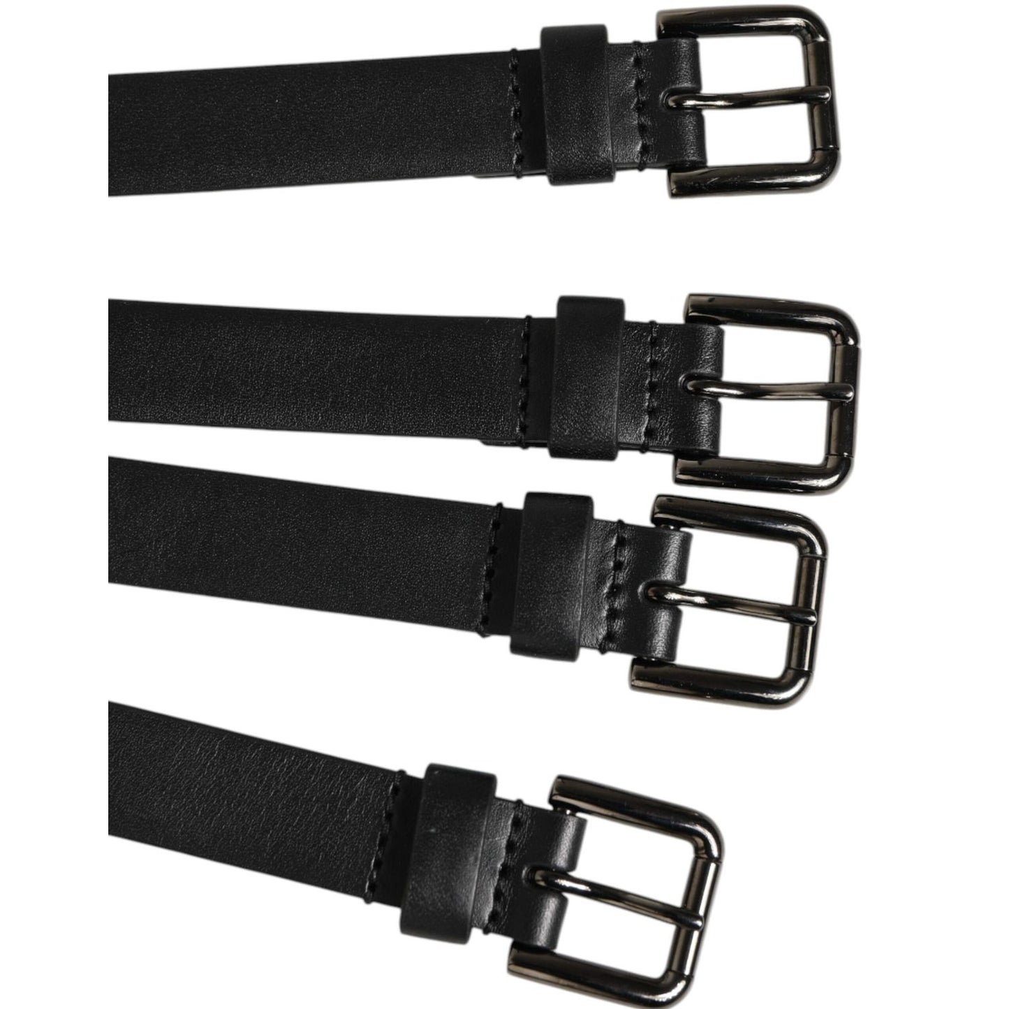 Dolce & Gabbana Black Leather 4-Strap Metal Multi-Buckle Belt Dolce & Gabbana