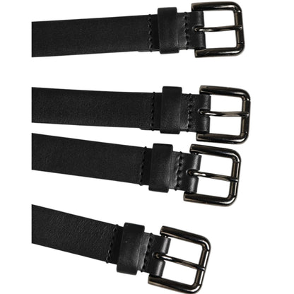Dolce & Gabbana Black Leather 4-Strap Metal Multi-Buckle Belt Dolce & Gabbana