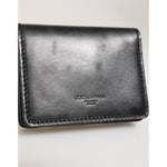 Dolce & Gabbana Black Leather Bifold Card Holder Mens Coin Purse Key Clip Wallet shown against a neutral background