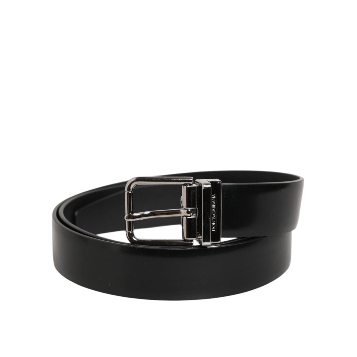 Dolce & Gabbana Black Leather Classic Metal Buckle Men Belt Dolce & Gabbana