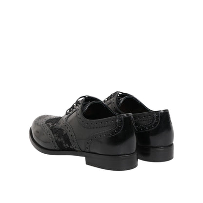 Dolce & Gabbana Black Leather Floral Lace Dress Formal Shoes Dolce & Gabbana