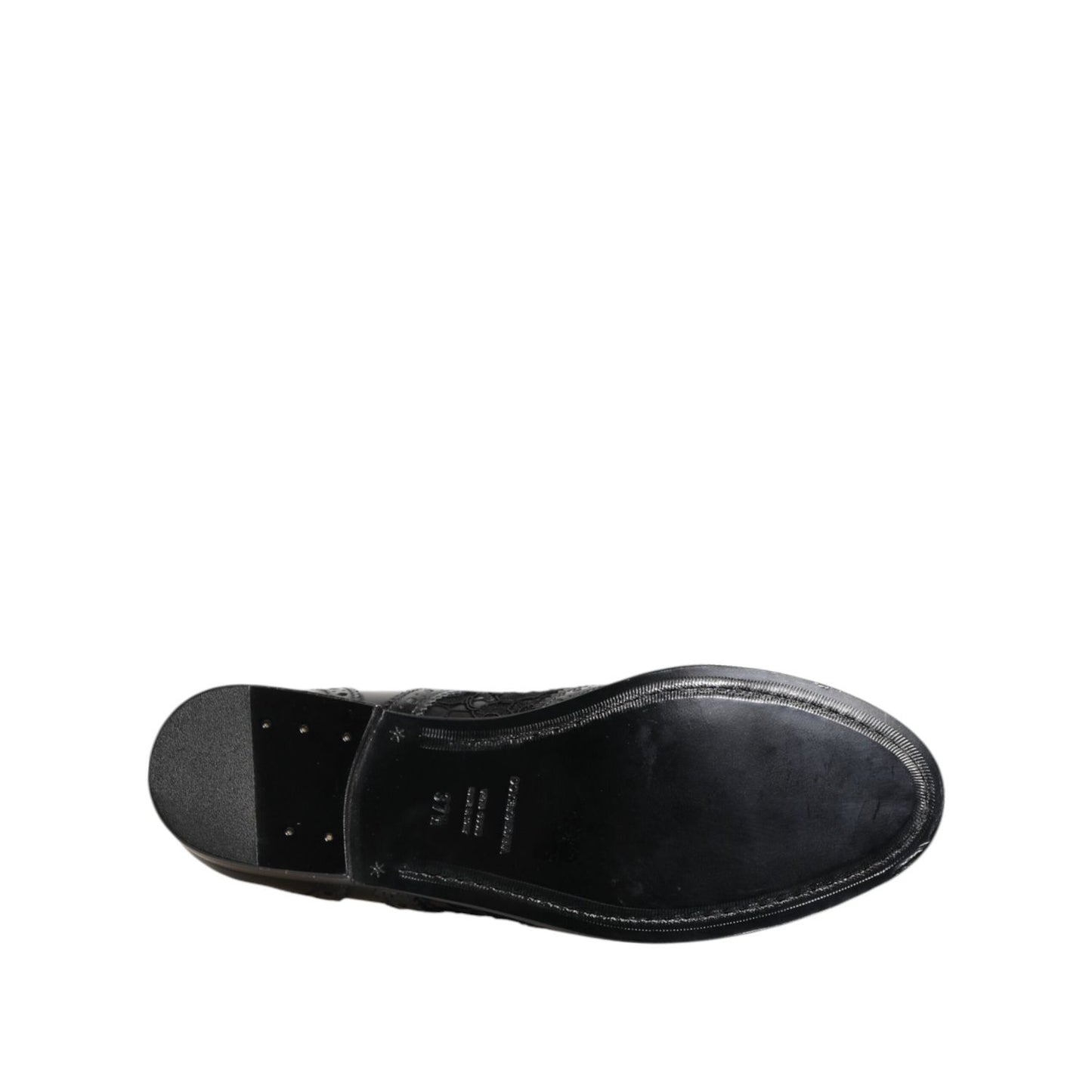 Dolce & Gabbana Black Leather Floral Lace Dress Formal Shoes Dolce & Gabbana