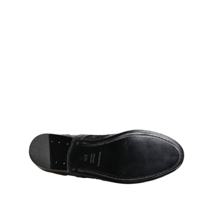 Dolce & Gabbana Black Leather Floral Lace Dress Formal Shoes Dolce & Gabbana