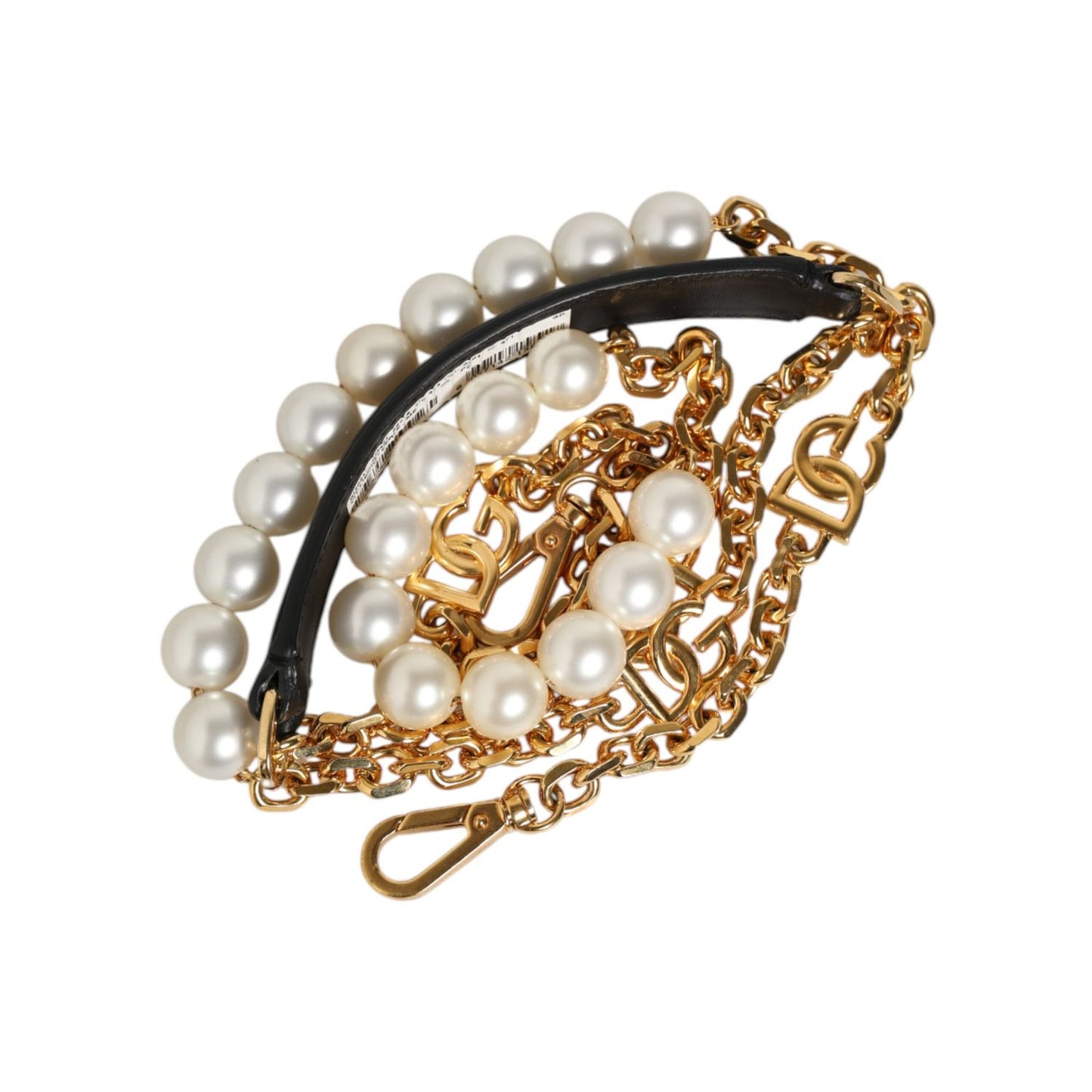 Dolce & Gabbana Black Leather Gold Chain Bag Accessory Shoulder Strap Dolce & Gabbana