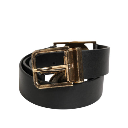 Dolce & Gabbana Black Leather Gold Silver Coin Buckle Belt Dolce & Gabbana