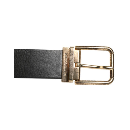 Dolce & Gabbana Black Leather Gold Silver Coin Buckle Belt Dolce & Gabbana