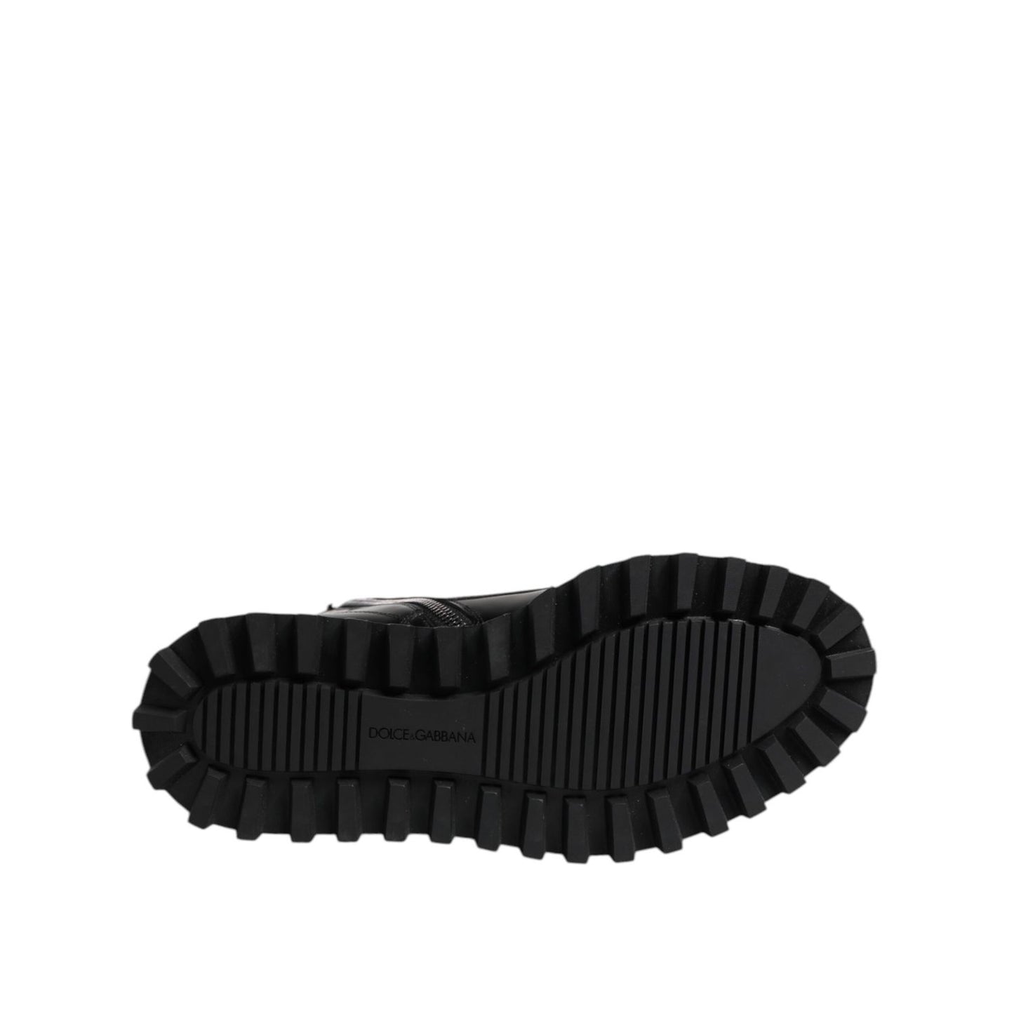 Dolce & Gabbana Black Leather Lace Up Mid Calf Boots Shoes