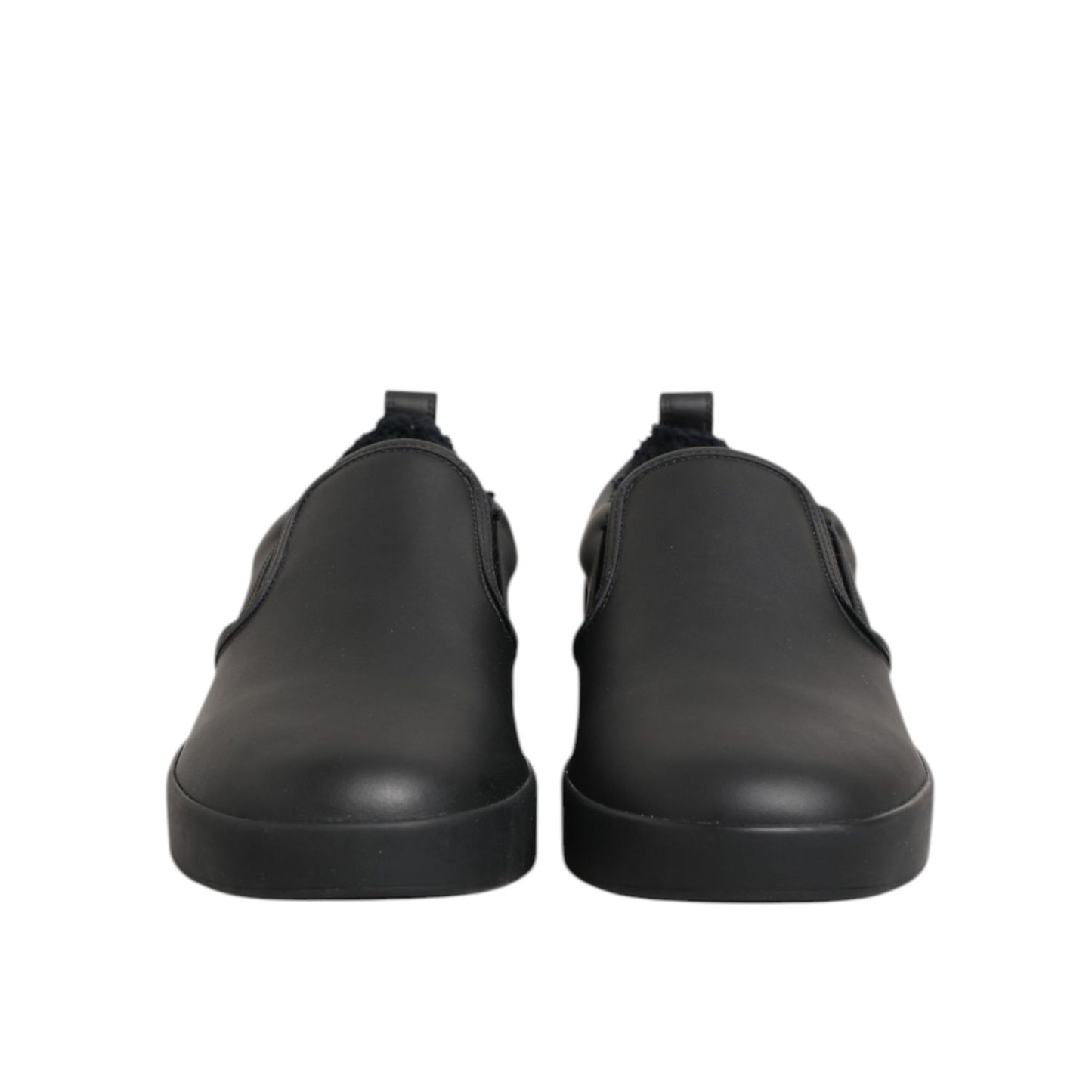 Dolce & Gabbana Black Leather Low Top Slip On Sneakers Shoes Dolce & Gabbana
