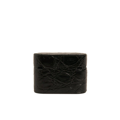 Dolce & Gabbana Black Leather Metal Logo Plaque Holder Airpods Case Dolce & Gabbana