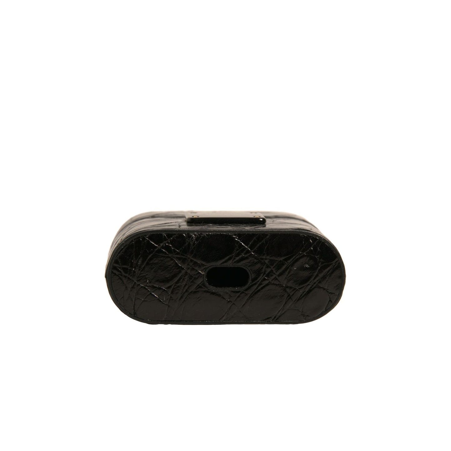 Dolce & Gabbana Black Leather Metal Logo Plaque Holder Airpods Case Dolce & Gabbana