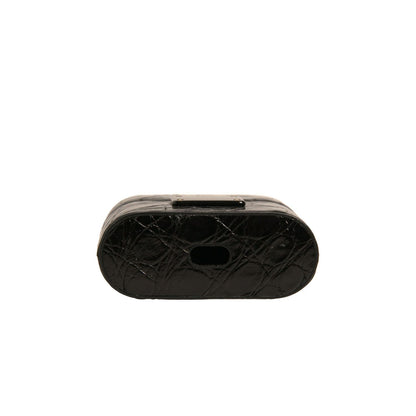 Dolce & Gabbana Black Leather Metal Logo Plaque Holder Airpods Case Dolce & Gabbana