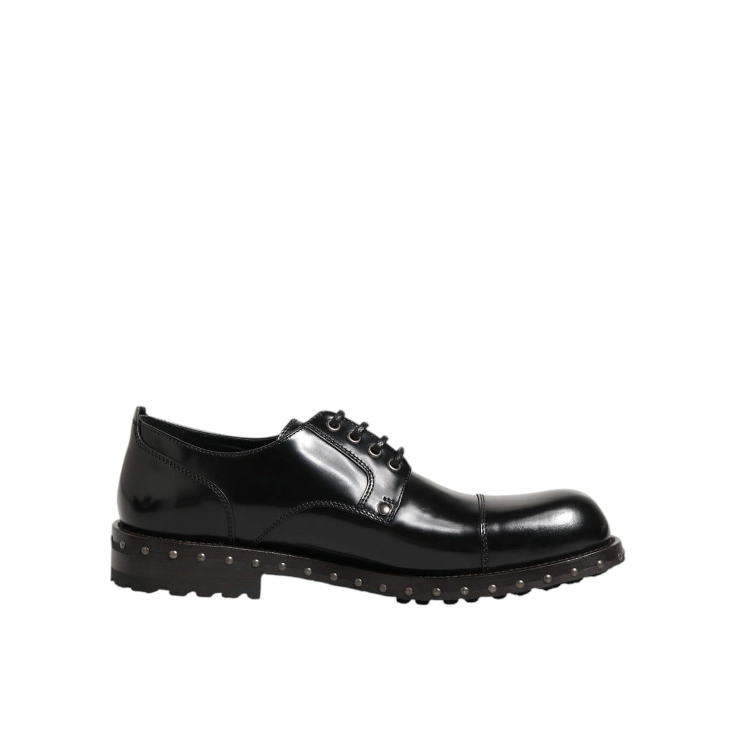 Dolce & Gabbana Black Leather Studded Men Formal Derby Shoes Dolce & Gabbana