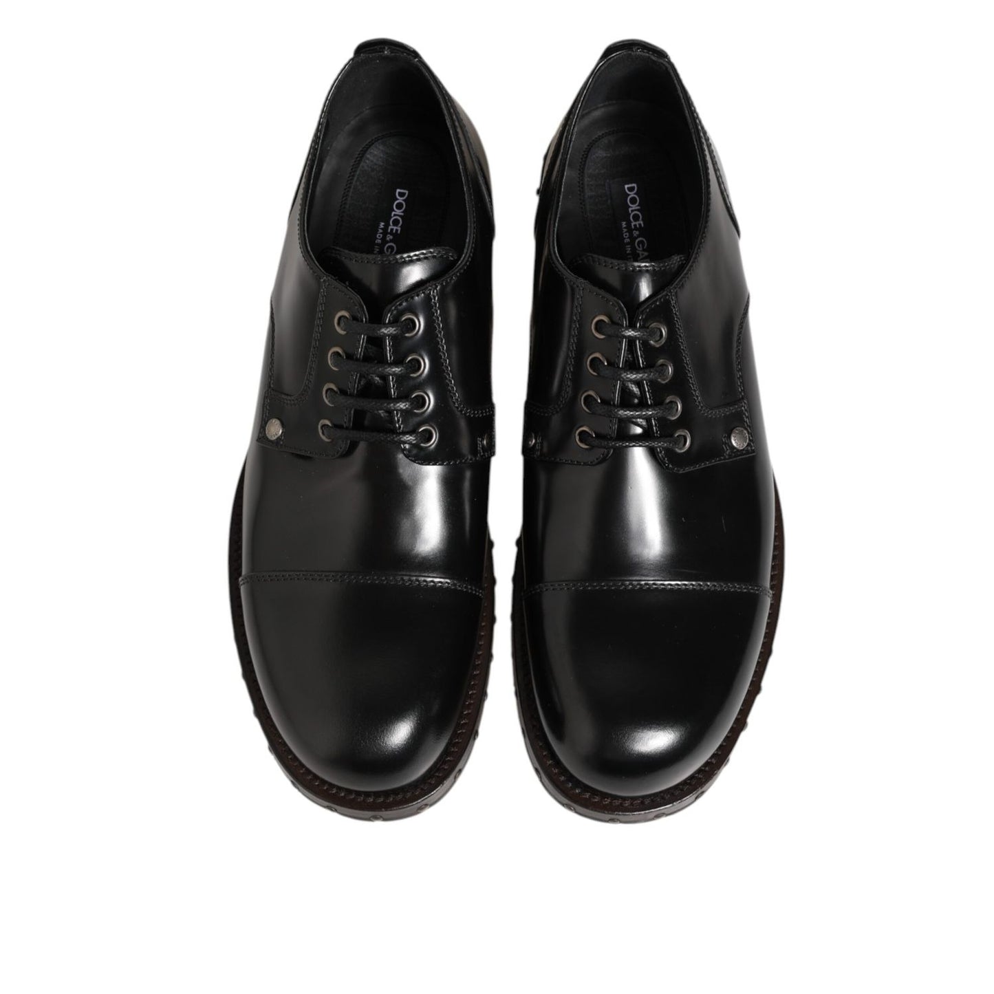 Dolce & Gabbana Black Leather Studded Men Formal Derby Shoes Dolce & Gabbana