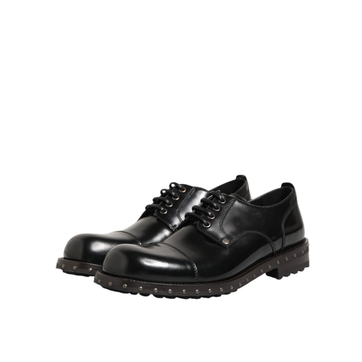 Dolce & Gabbana Black Leather Studded Men Formal Derby Shoes Dolce & Gabbana