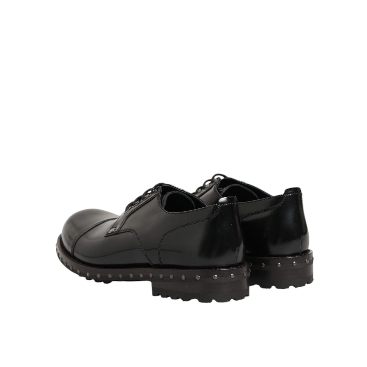 Dolce & Gabbana Black Leather Studded Men Formal Derby Shoes Dolce & Gabbana