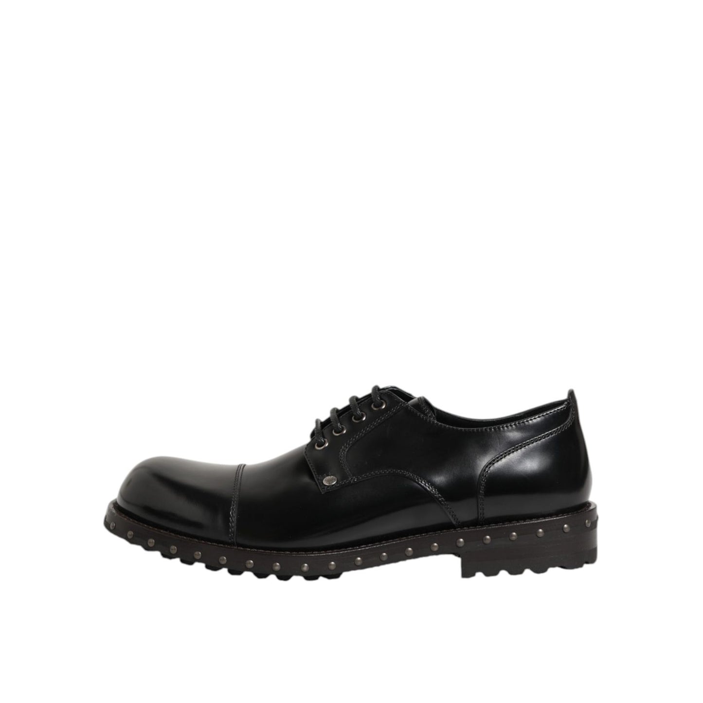 Dolce & Gabbana Black Leather Studded Men Formal Derby Shoes Dolce & Gabbana