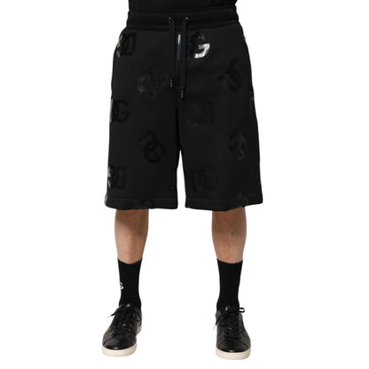 Dolce & Gabbana Black Logo Cotton Bermuda Sweatshorts Shorts Dolce & Gabbana