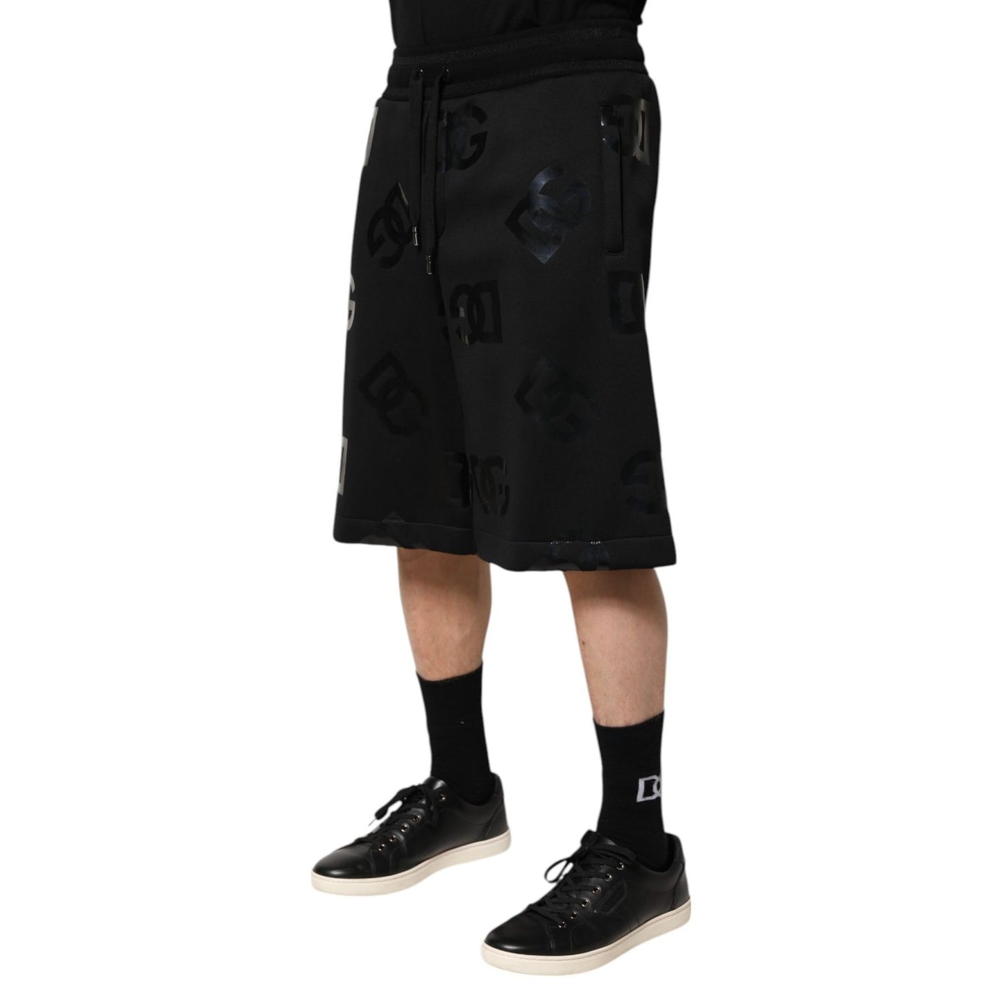 Dolce & Gabbana Black Logo Cotton Bermuda Sweatshorts Shorts Dolce & Gabbana